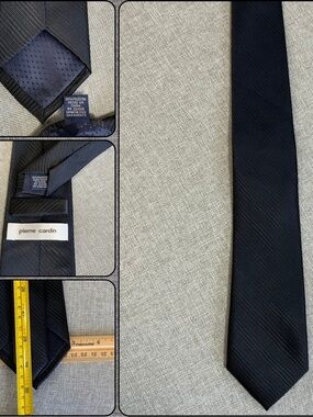 Pierre Cardin Black Tonal Stripe Narrow Tie